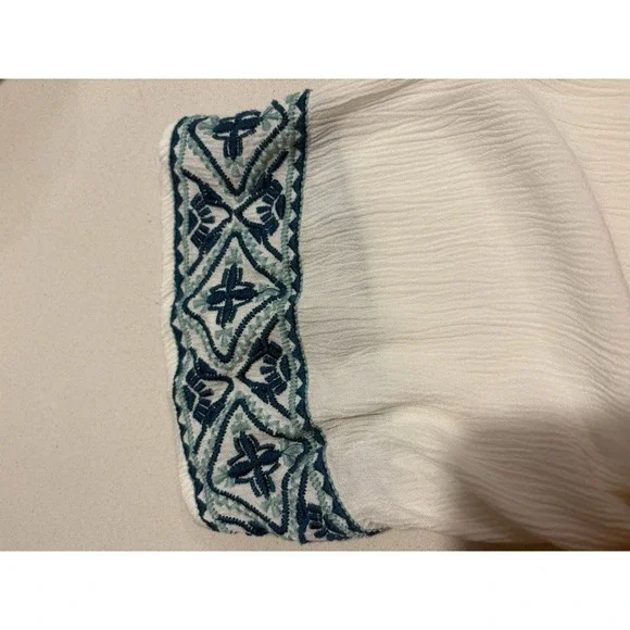 Lane Bryant Womens Shirt Boho Top Sz 18 White with Trim 3/4 Sleeve - Picture 5 of 7